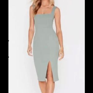 Nasty Gal Sage Midi Slit Dress